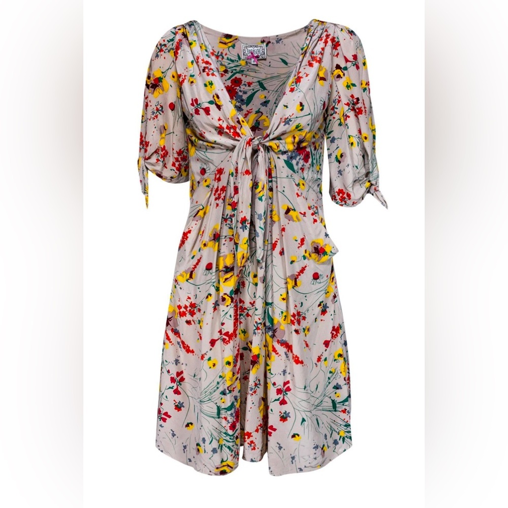 Yoana Baraschi 100% Silk Bijoux Doux Tie Front Dress, Size S